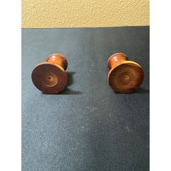 Vintage Wooden Candle Holders Set Of 2 - Picture 4 of 5